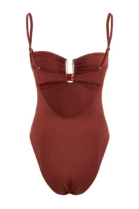 TRENDYOLMİLLA Brown Strapless Covered with accessories Regular Swimsuit - Image 2