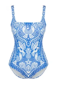 TRENDYOLMİLLA Tropical Patterned Square Neck Covered Regular Swimsuit - Image 6
