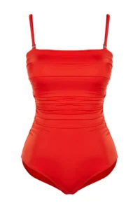 TRENDYOLMİLLA Rejection Shaping Strapless Covered hipster Basic Swimsuit - Image 5