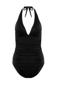 TRENDYOLMİLLA Black Shaping V-neck Covered Regular Swimsuit - Image 6