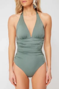 TRENDYOLMİLLA Mint Shaping V-neck Covered Regular Swimsuit - Image 4