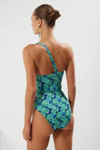 TRENDYOLMİLLA Floral Patterned with accessories One Shoulder Covered Regular Swimsuit - Image 5