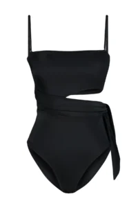 TRENDYOLMİLLA Black Cut Out/Window Detailed Strapless Covered Regular Swimsuit - Image 6