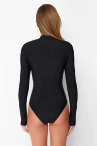 TRENDYOLMİLLA Black Quick Dry Material Zippered Surfer Covered hipster Swimsuit - Image 6