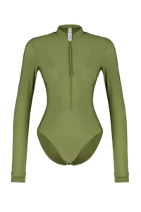 TRENDYOLMİLLA Khaki Quick Dry Material Zippered Surfer Covered hipster Swimsuit - Image 6