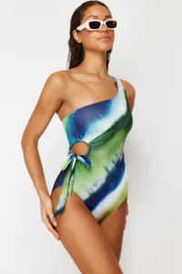 TRENDYOLMİLLA gradient Tunnel One Shoulder Covered Regular Swimsuit - Image 5