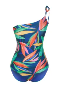 TRENDYOLMİLLA Tropical Patterned tied up One Shoulder Covered Regular Swimsuit - Image 6
