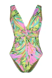 TRENDYOLMİLLA Tropical Patterned Knotted Deep V-neck Covered brazilian Swimsuit - Image 6