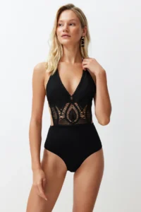 TRENDYOLMİLLA Black Low-cut back V-neck Covered hipster Mayokini - Image 2