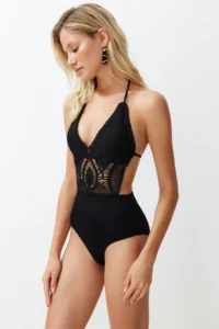 TRENDYOLMİLLA Black Low-cut back V-neck Covered hipster Mayokini - Image 3