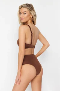 TRENDYOLMİLLA Brown with accessories One Shoulder Covered brazilian Mayokini - Image 4