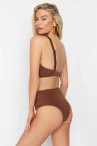 TRENDYOLMİLLA Brown with accessories One Shoulder Covered brazilian Mayokini - Image 6