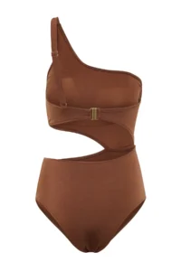 TRENDYOLMİLLA Brown with accessories One Shoulder Covered brazilian Mayokini - Image 9
