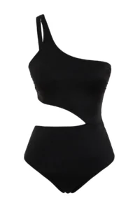 TRENDYOLMİLLA Black Cut Out/Window Detailed One Shoulder Covered Brazilian Swimsuit - Image 6