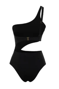 TRENDYOLMİLLA Black Cut Out/Window Detailed One Shoulder Covered Brazilian Swimsuit - Image 8