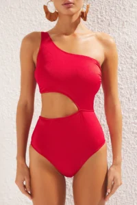 TRENDYOLMİLLA Rejection Cut Out/Window Detailed One Shoulder Covered Brazilian Swimsuit - Image 3