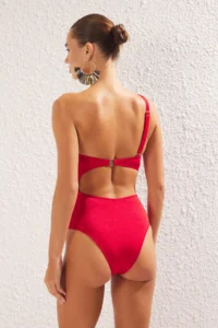 TRENDYOLMİLLA Rejection Cut Out/Window Detailed One Shoulder Covered Brazilian Swimsuit - Image 4