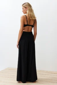 TRENDYOLMİLLA Black Weaving Gipelli Maxi Beach High Waist Pants - Image 6