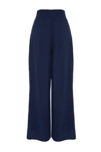 TRENDYOLMİLLA beachwear Navy Blue Weaving Gipelli Maxi High Waist Pants - Image 9