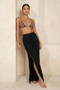 TRENDYOLMİLLA beachwear Black Weaving slit Maxi High Waist Pants - Image 3
