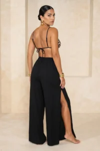 TRENDYOLMİLLA beachwear Black Weaving slit Maxi High Waist Pants - Image 4