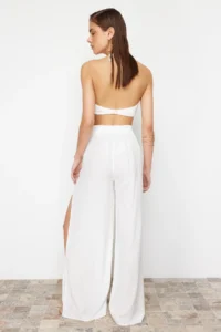 TRENDYOLMİLLA Ecru Weaving slit Maxi Beach High Waist Pants - Image 5