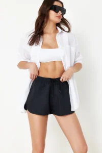 TRENDYOLMiLLA Striped Weaving Beach Mini High Waist Shorts & Bermuda - Image 2