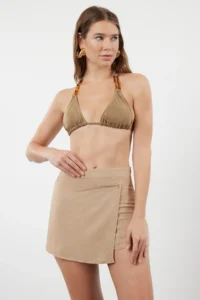 TRENDYOLMiLLA Beige Weaving linen look Beach Shorts Skirt