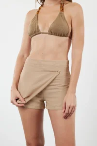 TRENDYOLMiLLA Beige Weaving linen look Beach Shorts Skirt - Image 3