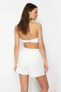 TRENDYOLMiLLA beachwear White Weaving Arched High Waist Mini Shorts & Bermuda - Image 7