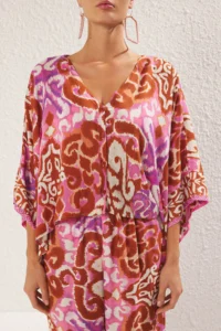TRENDYOLMİLLA Ethnic Patterned Weaving Beach Blouse-Pants Set - Image 3