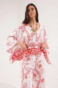 TRENDYOLMİLLA Su Six Patterned Weaving Beach Blouse-Pants Set - Image 2