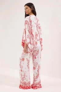 TRENDYOLMİLLA Su Six Patterned Weaving Beach Blouse-Pants Set - Image 4