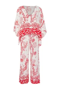 TRENDYOLMİLLA Su Six Patterned Weaving Beach Blouse-Pants Set - Image 5