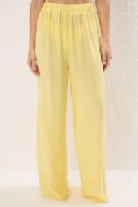 TRENDYOLMİLLA Yellow Weaving Beach Blouse-Pants Set - Image 3