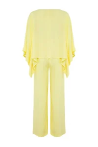 TRENDYOLMİLLA Yellow Weaving Beach Blouse-Pants Set - Image 6