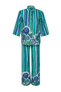 TRENDYOLMİLLA Striped Weaving 100% Cotton Beach Shirt-Pants Set - Image 6