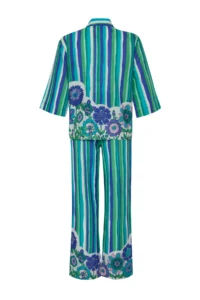 TRENDYOLMİLLA Striped Weaving 100% Cotton Beach Shirt-Pants Set - Image 8