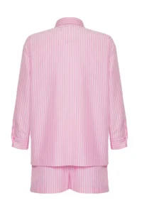 TRENDYOLMİLLA Striped Weaving Beach Shirt Shorts Set - Image 7