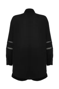 TRENDYOLMİLLA Black Weaving striped Beach Shirt Shorts Set - Image 8