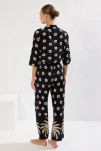 TRENDYOLMİLLA Tropical Patterned Weaving Beach Shirt-Pants Set - Image 5