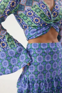 TRENDYOLMİLLA Ethnic Patterned Weaving with flywheel Beach Blouse-Skirt Set - Image 3