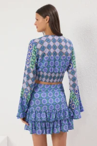TRENDYOLMİLLA Ethnic Patterned Weaving with flywheel Beach Blouse-Skirt Set - Image 4