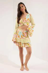 TRENDYOLMİLLA Ethnic Patterned Weaving with flywheel Beach Blouse-Skirt Set - Image 2