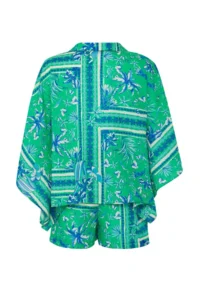 TRENDYOLMİLLA flower patterned Weaving 100% Cotton Beach Shirt Shorts Set - Image 6
