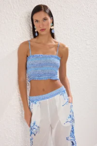 TRENDYOLMİLLA flower patterned Weaving Gipelli Beach Blouse-Pants Set - Image 2