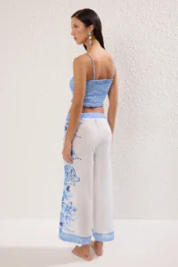 TRENDYOLMİLLA flower patterned Weaving Gipelli Beach Blouse-Pants Set - Image 4