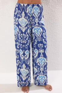 TRENDYOLMİLLA Ethnic Patterned Weaving slit Beach Blouse-Pants Set - Image 3