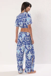 TRENDYOLMİLLA Ethnic Patterned Weaving slit Beach Blouse-Pants Set - Image 4