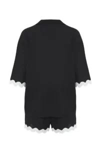 TRENDYOLMİLLA Black- White Weaving striped Beach Shirt Shorts Set - Image 6